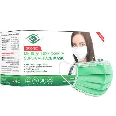 3 Ply Surgical Face Mask Green
